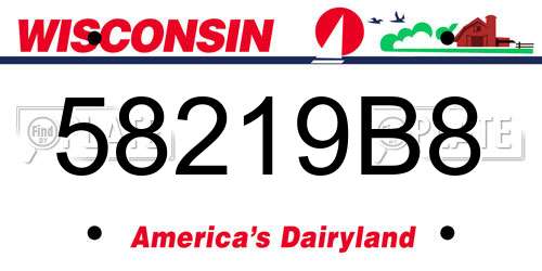 58219B8 Wisconsin License Plate