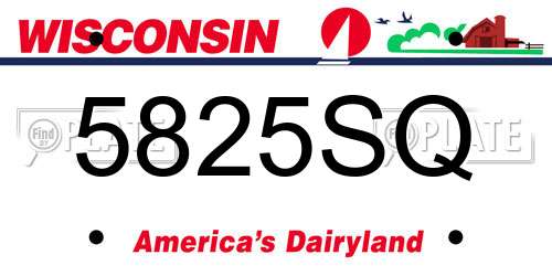 5825SQ Wisconsin License Plate