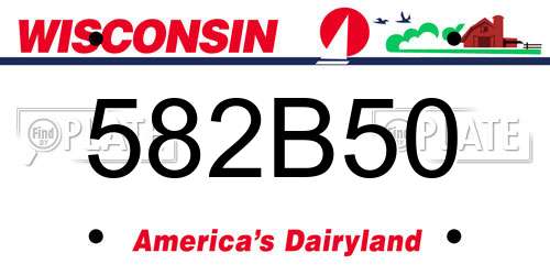 582B50 Wisconsin License Plate