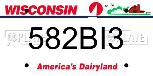 582BI3 Wisconsin License Plate