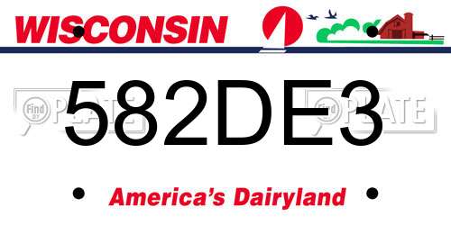 582DE3 Wisconsin License Plate