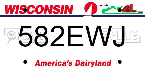 582EWJ Wisconsin License Plate