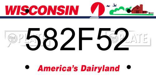 582F52 Wisconsin License Plate
