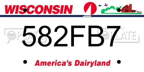 582FB7 Wisconsin License Plate