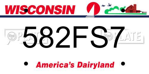 582FS7 Wisconsin License Plate