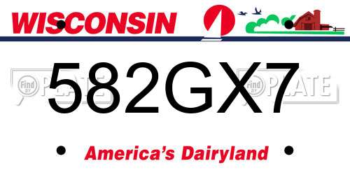 582GX7 Wisconsin License Plate