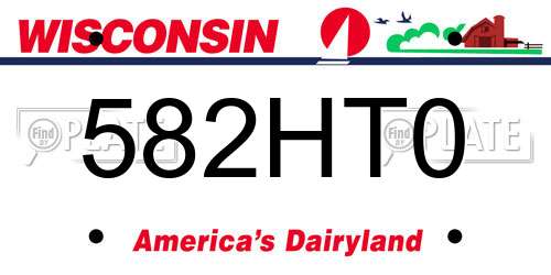 582HT0 Wisconsin License Plate