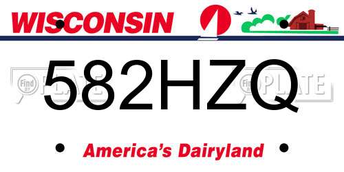 582HZQ Wisconsin License Plate