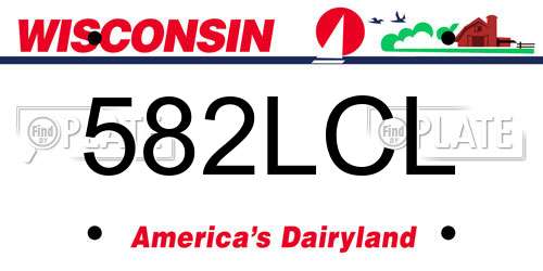 582LCL Wisconsin License Plate