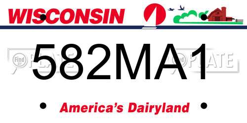 582MA1 Wisconsin License Plate