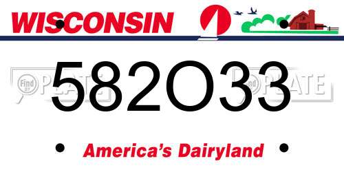 582O33 Wisconsin License Plate