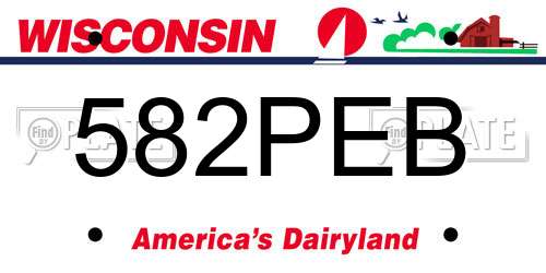 582PEB Wisconsin License Plate