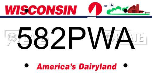 582PWA Wisconsin License Plate