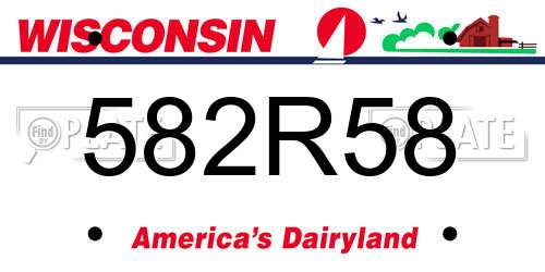 582R58 Wisconsin License Plate