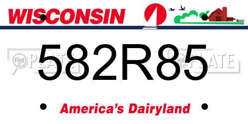 582R85 Wisconsin License Plate