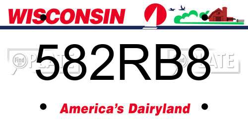 582RB8 Wisconsin License Plate