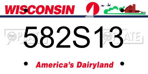 582S13 Wisconsin License Plate