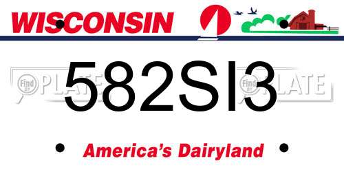 582SI3 Wisconsin License Plate