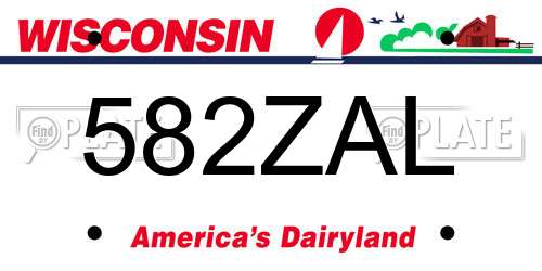582ZAL Wisconsin License Plate