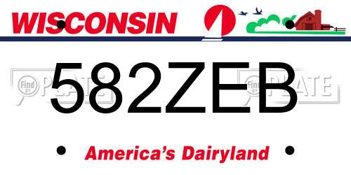582ZEB Wisconsin License Plate