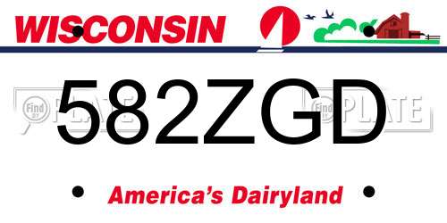 582ZGD Wisconsin License Plate