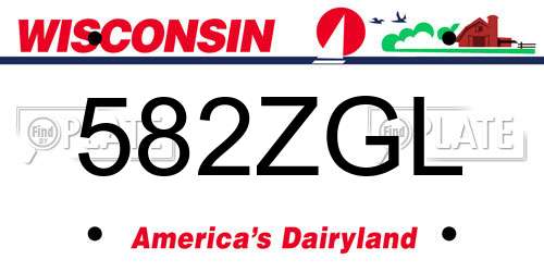 582ZGL Wisconsin License Plate