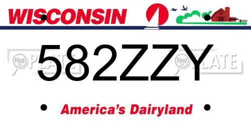 582ZZY Wisconsin License Plate