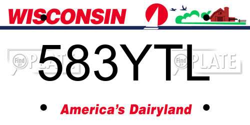 583YTL Wisconsin License Plate