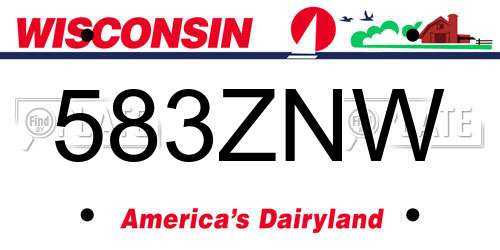 583ZNW Wisconsin License Plate