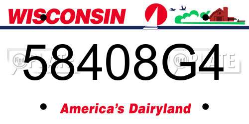 58408G4 Wisconsin License Plate