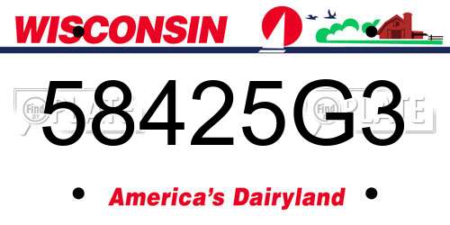 58425G3 Wisconsin License Plate