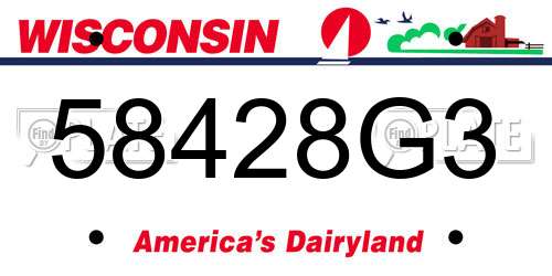 58428G3 Wisconsin License Plate