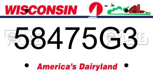 58475G3 Wisconsin License Plate