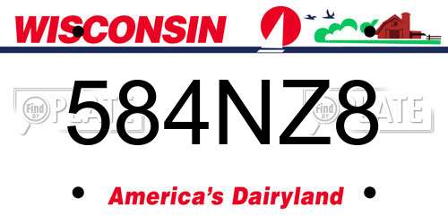 584NZ8 Wisconsin License Plate