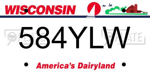 584YLW Wisconsin License Plate