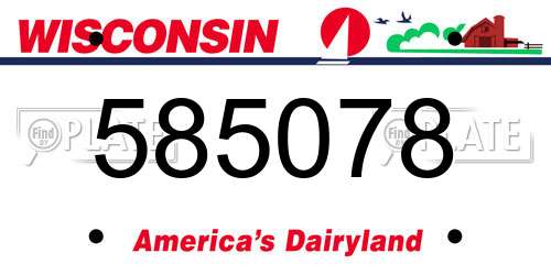 585078 Wisconsin License Plate