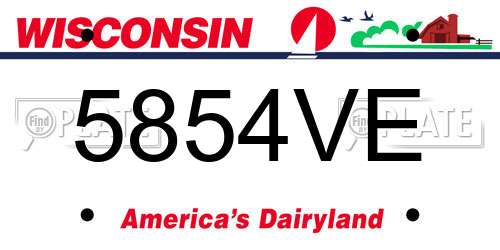 5854VE Wisconsin License Plate