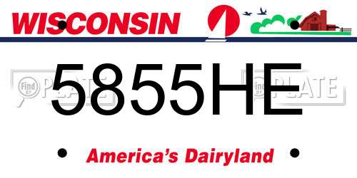 5855HE Wisconsin License Plate