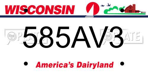 585AV3 Wisconsin License Plate