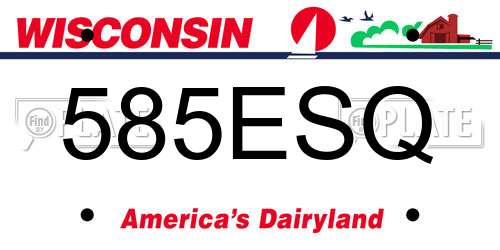 585ESQ Wisconsin License Plate