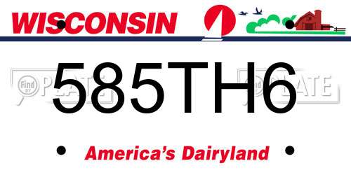 585TH6 Wisconsin License Plate