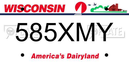 585XMY Wisconsin License Plate
