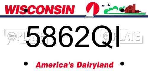 5862QI Wisconsin License Plate