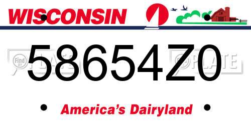 58654Z0 Wisconsin License Plate