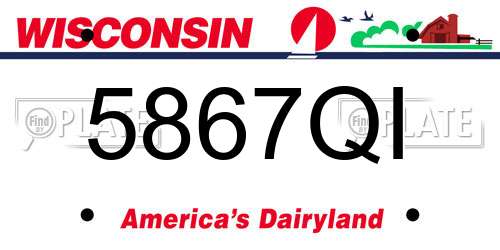 5867QI Wisconsin License Plate