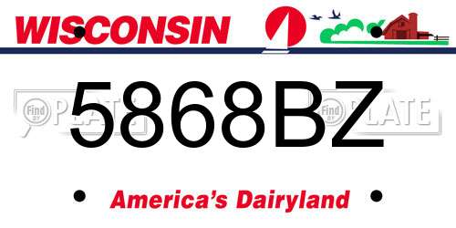 5868BZ Wisconsin License Plate
