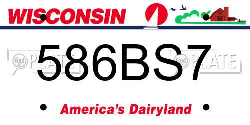 586BS7 Wisconsin License Plate