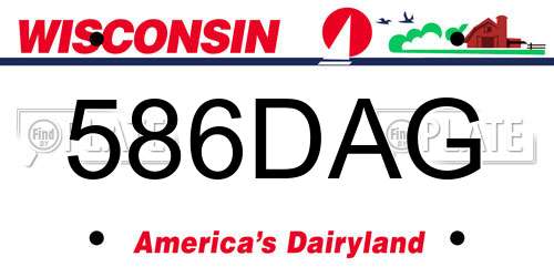 586DAG Wisconsin License Plate
