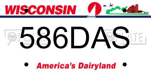 586DAS Wisconsin License Plate