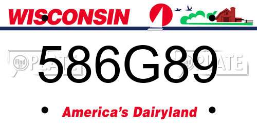 586G89 Wisconsin License Plate